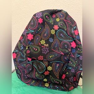 Black Paisley Floral Backpack - Multicolor Pattern